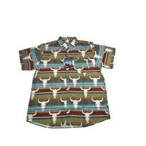 DIXXON FLANNEL COMPANY Long Sleeve Button Up Shirt Men's 2X Bull Skull Southwest